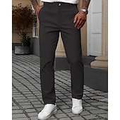 abordables Delgado-Hombre pantalones de traje Pantalones Chinos Bolsillo Botones Plano Comodidad Formal Fiesta Trabajo Moda Estilo clásico Negro Blanco Microelástico