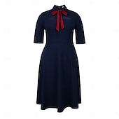 cheap Dresses-Retro Vintage 1950s Rockabilly Midi A Line Dress Flare Dress Plus Size A-Line Women&#039;s Vacation Homecoming Party &amp; Evening Adults Dress Spring &amp; Summer
