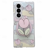 Недорогие Чехлы для Samsung-телефон Кейс для Назначение SSamsung Galaxy Z-образный сгиб 7 Z-сгиб 6 Z Fold 5 Z Fold 4 Z Fold 3 Кейс на заднюю панель со стендом Магнитный с ремешком на запястье Цветочный Цветочный