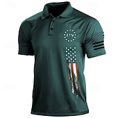 abordables Sportif-Homme Polo Chemise de golf Rue Quotidien Col Rabattu Manche Courte Mode Occasionnel Etoile 3D Boutonné Printemps &amp; Été Coupe régulière Noir Blanche Vert Véronèse bleu marine Vert foncé Gris Polo