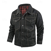abordables Vestes Cargo-Homme Veste Légère Veste Décontractée Veste en Jean Vacances Quotidien Avec Poches Automne Hiver Uni Mode Classique Revers Régulier Noir Marron Vert Bleu de minuit Bleu clair Veste