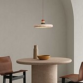 economico Luci a sospensione-Lampadario in pietra naturale wabi sabi, lampadario rotondo a LED in pietra di grotta gialla, lampadario in legno nordico, isola cucina, luci a sospensione in travertino giallo in stile giapponese.