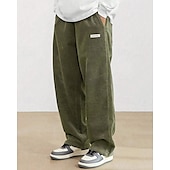 baratos calça casual-Homens Calças de Veludo Calças Calça casual Bolsos Cintura elástica Com Cordão Tecido Conforto Esportes Diário Moda Casual Preto Branco Micro-Elástica