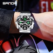 economico Orologi digitali-SANDA Orologio Digitale da Uomo di Lusso Moda Orologi Militari Impermeabile Orologio Sportivo con Doppio Display da Polso 3365