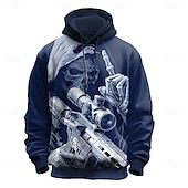 abordables Sweatshirts et Hoodies d&#039;Halloween-Halloween Homme 3D moissonneuse Sweats à capuche Sweatshirt Sweat à capuche Sweat à capuche Col ras du cou Punk Impression 3D Club Vêtements de rue Noir Rouge Cordon de serrage Automne Hiver Designer