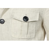 economico Capispalla Elite da Uomo-Per uomo Giacca Leggera Blazer 100% lino Scuola Formale Vacanza Elegante Vintage Estate Primavera Lino Tinta unica Tasca Delicato sulla Pelle Comodo Monopetto Un Bottone Bottone frontale Giacca