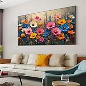 preiswerte Blumen-/Botanische Gemälde-handgemachtes Ölgemälde auf Leinwand, Wandkunst, Dekoration, abstraktes, farbenfrohes Blumengemälde, Blumengemälde für die Inneneinrichtung, gerolltes, rahmenloses, ungedehntes Gemälde