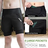 abordables Shorts, collants et pantalons pour hommes-Wosawe – Short de cyclisme d&#039;été Speed Mountain, sous-vêtement une pièce, short de course à pied et de randonnée, multi-poches, respirant, faux deux pièces, cinq pantalons bd116