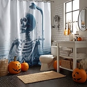levne Halloween koupel-Halloweenský sprchový závěs s háčky, polyesterový, pratelný, voděodolný, vzorovaný, koupelnová vana, dekorace