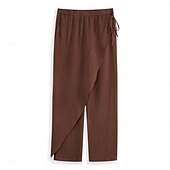 abordables Classique-Homme Pantalons en Lin Pantalons Pantalon d&#039;été Taille Élastique Cordon de serrage Jambe Droite Uni Confort Respirant Longueur complète Extérieur Occasionnel Quotidien Vacances Mode Blanche Marron