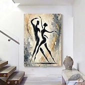 baratos Pinturas de Pessoas-Pintura a óleo feita à mão em tela, arte de parede, decoração, personagem de dança abstrata simples para decoração de casa, moldura esticada, pintura pendurada/pintura enrolada sem moldura, não