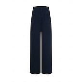 voordelige Effen katoenen linnen broek-Dames Grote maten Katoenen linnen broek Hoge taille Effen Kleur Trekkoord Breed Been Comfortabel Ademend Sneldrogend Micro-elastisch Zwart Wit Donker Marineblauw Blauw Zomer Lente Herfst Ruim Passend