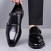 abordables Officiel-Chaussures habillées en cuir à double boucle pour homme – élégantes chaussures de soirée marron pour mariages, tenues de bureau et cérémonies