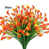 economico Piante e Fiori Artificiali-Confezione da 20 gigli artificiali Kara da esterno, fiori finti in plastica con protezione UV per giardino, veranda, cortile, ufficio, cornice di finestre, scrivania e decorazione per la casa –