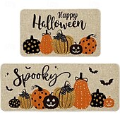billige Tepper og matter og tepper-halloween &amp;Thanksgiving sklisikker kjøkkenmatte - flekkbestandig krystallfløyelsteppe til badet &amp;døråpning