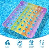 זול פעילות חוץ-גדול מתנפח בריכת מיטת כיסא למבוגרים קשת צבע שיפוע חור מים צף מחצלת ענק בריכת לצוף בריכת יופי שחור מיטת כיסא גדול מים צף מיטת סט ענק צף ערסל כרית pvc