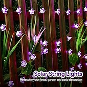 abordables Guirlandes lumineuses led-Guirlande lumineuse solaire en forme de cerisier, 12 m, 100 LED, luminaire décoratif d&#039;extérieur, idéal pour Noël, un mariage, une cour, un balcon ou une clôture, idéal pour Halloween
