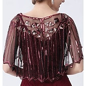 preiswerte Schals &amp; Umhänge-Goldene Zwanziger 1920er Retro Vintage Flapper-Schals Der große Gatsby Hochzeitsgast Pailletten Kostüm Damen Hochzeit Hochzeitsgast Party-Abendmode Erwachsene Schal