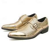 economico Formale-Scarpe da uomo con fibbia in oro metallizzato e cinturino alla caviglia – scarpe eleganti da festa con dettagli borchiati per eventi alla moda