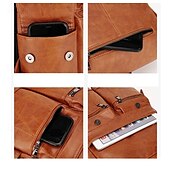 お買い得  ファッションバックパック-男性用 バックパック スクールバッグ 機能的なバックパック スクールバックパックブックバッグ 学校 日常 旅行 PUレザー 調整可能 大容量 ジッパー ブラック ブラウン コーヒー