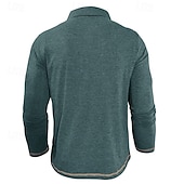 preiswerte Klassisches Poloshirt für Herren-Herren Golfshirt Golf Poloshirts Arbeit Lässig Revers Langarm Basic Modern Farbblock Patchwork Knöpfe Frühling Herbst Normale Passform Aprikose Marineblau Blau Grün Hellgrau Dunkelgray Golfshirt
