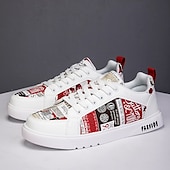 abordables Baskets-Homme Basket Marche Occasionnel Cuir PU Confortable Antidérapant Respirant À lacets Blanc + Noir Blanc / Jaune Rose / Blanc Été Printemps