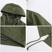 economico giacca attiva-Per donna Cappotto Impermeabile Confortevole Cerniera completa Coulisse Moda Stile da Strada Semplice All&#039;aperto Casual Quotidiano Lungo Con Cappuccio Vestibilità regolare Manica Lunga Capispalla