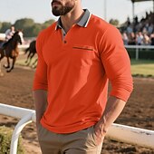 preiswerte Klassisches Poloshirt für Herren-Herren Golfshirt Golf Poloshirts Arbeit Lässig Revers Kurzarm Basic Modern Farbblock Knöpfe Frühling Herbst Normale Passform Aprikose Schwarz Weiß Gelb Rote Marineblau Golfshirt