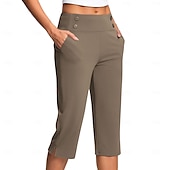 billige Vanlige leggings-Dame Bukser Fritid Treningsklær Kalv lengde Naturlig عادي Sidelommer Delt comfy Pustende Yoga- og dansesko Fritid / hverdag Sjøblå Svart Hvit Rosa Vår Høst Normal