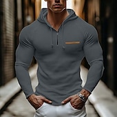 abordables sweats à capuche basiques pour hommes-Homme Sweat à capuche Sweat-shirt zippé Abricot Noir Blanche Gris À capuche Uni Zip Up Poche Avant Sport &amp; Loisir Occasionnel Quotidien Streetwear Frais Vêtements de sport Automne &amp; Hiver Vêtement