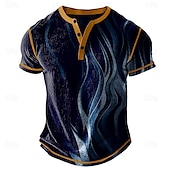 cheap Geometrical-Men&#039;s Graphic Abstract Henley Shirt Waffle T Shirt Short Sleeve Daily Retro Vintage Classic Sports Outdoor Casual Holiday Spring &amp; Summer All Seasons Dark Brown Black Dark Blue Green Burgundy Henley