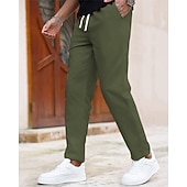 levne Kalhoty chinos-Pánské Upnuté Kalhoty Kalhoty chinos Šňůrky Kapsy Bez vzoru Pohodlné Po kotníky Denní Obchod Práce Módní Klasický styl Vodní modrá Černá Lehce elastické