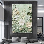 preiswerte Ölgemälde-Mintura handgefertigte 3D-Textur-Blumenölgemälde auf Leinwand, Wandkunst, Dekoration, modernes abstraktes Bild für die Inneneinrichtung, gerolltes, rahmenloses, ungedehntes Gemälde