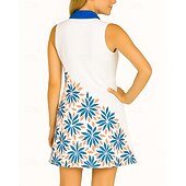 baratos Women's Tennis Dress-Women's Floral Tennis Dress Golf Dress Sleeveless Dress Sleeveless Zipper UV Protection Elastic Breathable Tennis Golf Badminton Polo Collar Dress White Tennis Clothing