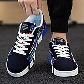 cheap Men&#039;s Sneakers-Men&#039;s Sneakers Walking Casual PU Leather Canvas Comfortable Slip Resistant Breathable Lace-up Black White Red Summer Spring