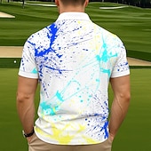 Χαμηλού Κόστους Ανδρικό πόλο γκολφ-Ανδρικά Γκολφ Μελάνι πιτσιλίσματος Πόλο Αθλητικά μπλουζάκια πόλο Κοντομάνικο Μπλουζάκια πόλο Πουκάμισα με γιακά Καθημερινό Ένδυση γυμναστικής και άθλησης 3D εκτύπωση Κουμπιά Καλοκαίρι Μαύρο Λευκό