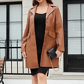 cheap Winter Coats-Women&#039;s Coat Comfortable Buttons Fashion Street Style Plain Outdoor Casual Daily Long Turndown Regular Fit Long Sleeve Outerwear Black Burgundy Camel Fall Winter