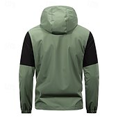 preiswerte Sportjacke-Herren Sport Jacke Regenmantel Wanderjacke Windjacke Outdoor Sport Wasserdicht Windjacke Reißverschluss Tasche Frühling Herbst Farbblock Mode Streetwear Mit Kapuze Regulär Hellgrün Dunkelgrün Khaki
