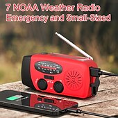 abordables Equipo de Camping-Radio de emergencia 276 FM/CD/TTY - Pronóstico meteorológico AM/NOAA de 7 días, 4 horas de autonomía, banda dual (VHF/UHF) con batería de litio 18650, radio portátil de mano para acampada, senderismo