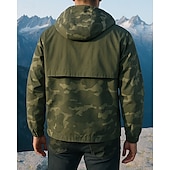 baratos Tops-Homens Moletom com capuz impermeável Moletom Militar com Capuz Manga Longa Com Capuz Blusas Ao ar livre Prova-de-Água A Prova de Vento Inverno Poliéster camuflagem Verde Tropa Viajar Corrida