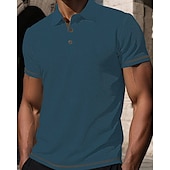 preiswerte Klassisches Poloshirt für Herren-Herren Golfshirt Golf Poloshirts Arbeit Lässig Revers Kurzarm Basic Modern Einfach Knöpfe Jacquard Sommer Frühling Normale Passform Schwarz Weiß Marineblau Blau Dunkelgray Hellblau Golfshirt