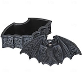 cheap Halloween Hanging &amp; Tabletop Decorations-Halloween Bat Resin Storage Box, Gothic Style Bat Sculpture Container, Decorative Resin Box for Home, Party, Desk Decor