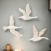 baratos esculturas de parede-Decoração de parede de ganso voador de resina dourada e branca, design de asas abertas para decoração de parede de casa, perfeito para salas de jantar, casamentos, festas e outros espaços internos