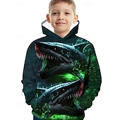 billiga Pojkens 3D-djur-Pojkar 3D Djur Dinosaurie Huvtröja Långärmad Vår Höst Mode Streetwear Barn 4-12 år Huva Utomhus Ledigt Dagligen Normal