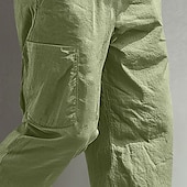 preiswerte Klassiker-Herren Cargo-Hosen Leinenhosen Hose Shorts Sommerhose Elastischer Bund Einfach Komfort Atmungsaktiv Volle Länge Lässig Täglich Ferien Urlaub Mode Schwarz Weiß Unelastisch