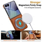 abordables Coques Samsung-téléphone Coque Pour Samsung Galaxy Z Flip 7 Z Flip 6 Z Flip 5 Z Flip 4 Z Flip 3 Coque Arrière Supporte la Charge Sans Fil Support Antichoc Rétro TPU faux cuir