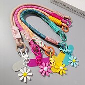 abordables Cordons et dragonnes pour téléphone-Corde courte imprimée pour téléphone portable, pendentif fleur, corde tissée courte à double usage, corde de suspension robuste pour voyage en plein air pour hommes et femmes