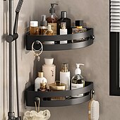 economico Gadget bagno-Mensola triangolare per bagno in ABS grigio canna di fucile, senza foratura, portaoggetti angolare per doccia, supporto da parete per WC, lavandino, mobiletto per lavabo, organizer per bagno