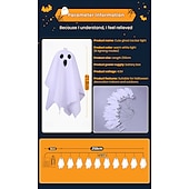 cheap Battery String Lights-1 Pc Halloween 2.5M 10 luminous hanging ghost ghost light string AAA waterproof battery box 8 function remote control indoor and outdoor courtyard party Halloween atmosphere decoration light