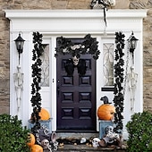 abordables Halloween-Guirlande de feuilles d&#039;érable artificielles noires en plastique, lot de 2, 68,89 $ - polyvalente, aucune électricité nécessaire, fausses feuilles d&#039;automne pour la décoration intérieure, les mariages